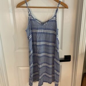 So - V-neck Adjustable Spaghetti Strap Dress - Blue & White Striped - Junior’s M